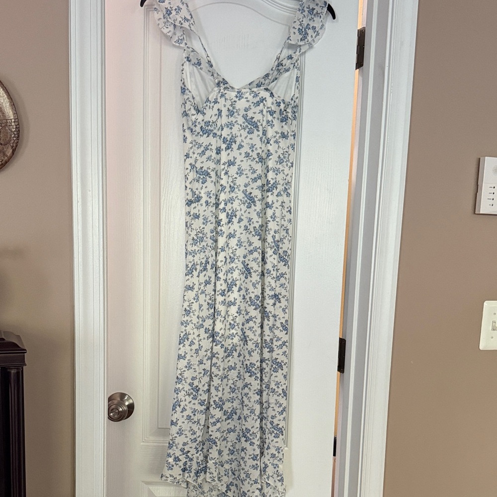 Floral Maxi Dress in Blue and White